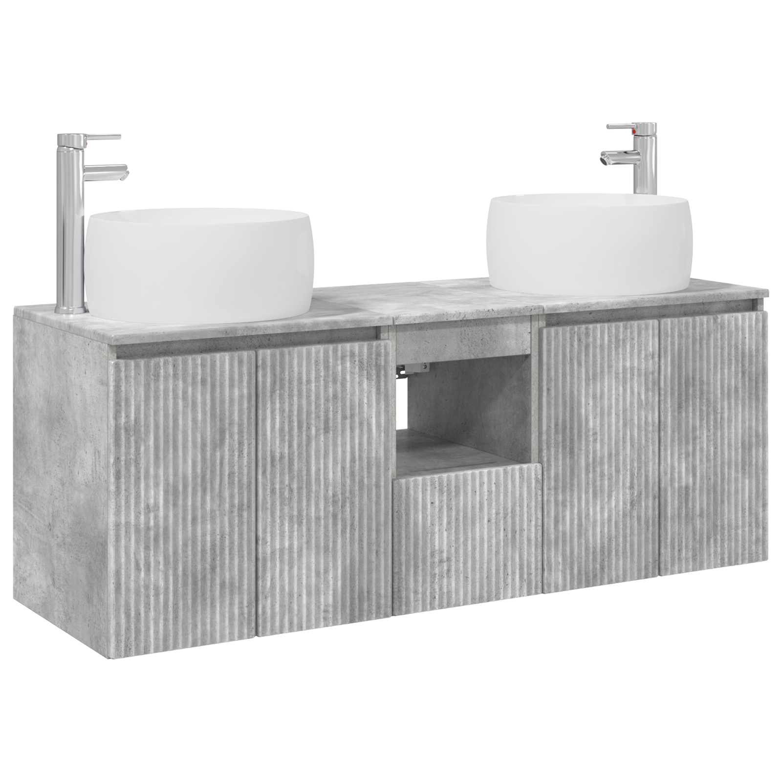 Badkamerkastenset 3 st Betongrijs 49,5 x 44,5 x 66 cm