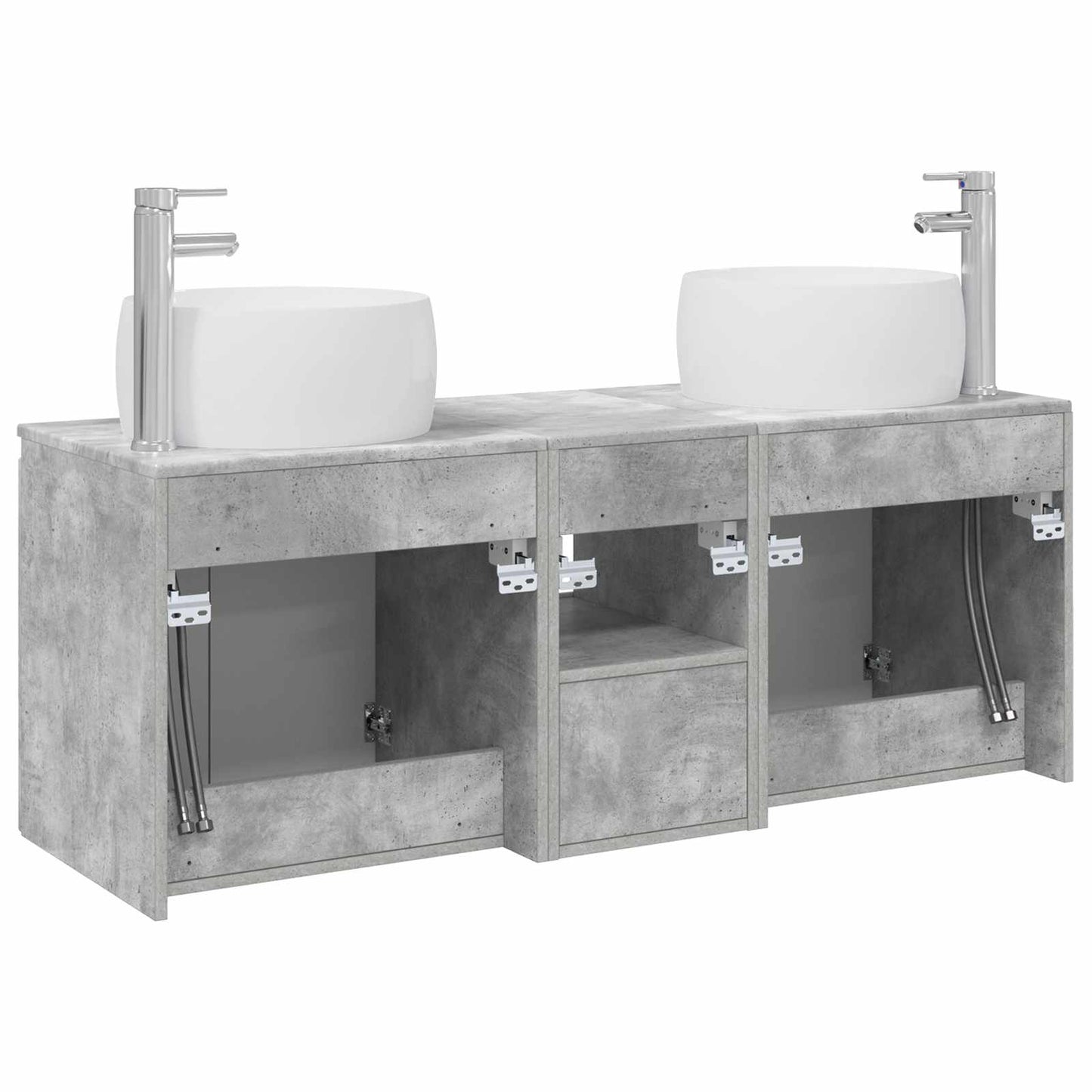 Badkamerkastenset 3 st Betongrijs 49,5 x 44,5 x 66 cm