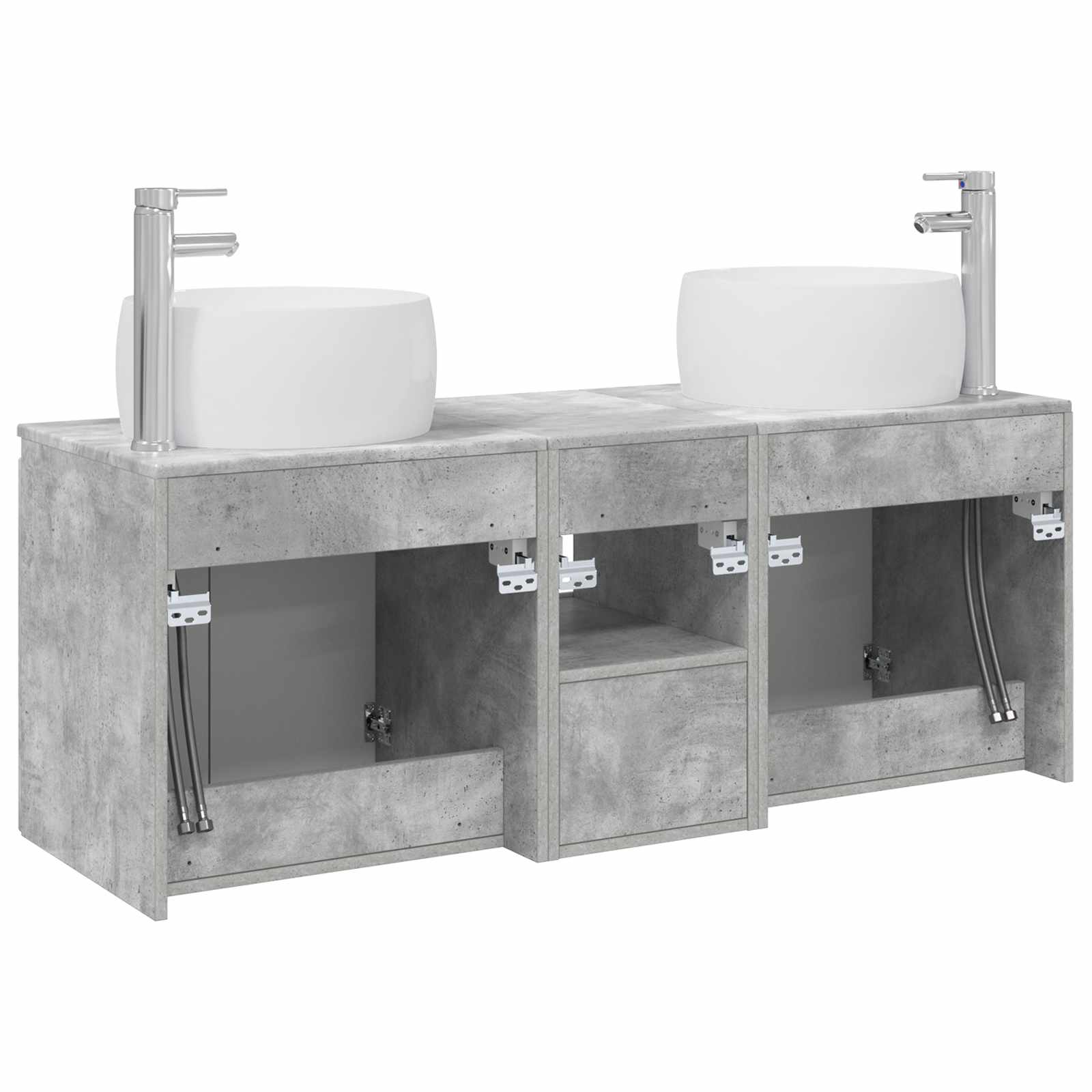 Badkamerkastenset 3 st Betongrijs 49,5 x 44,5 x 66 cm