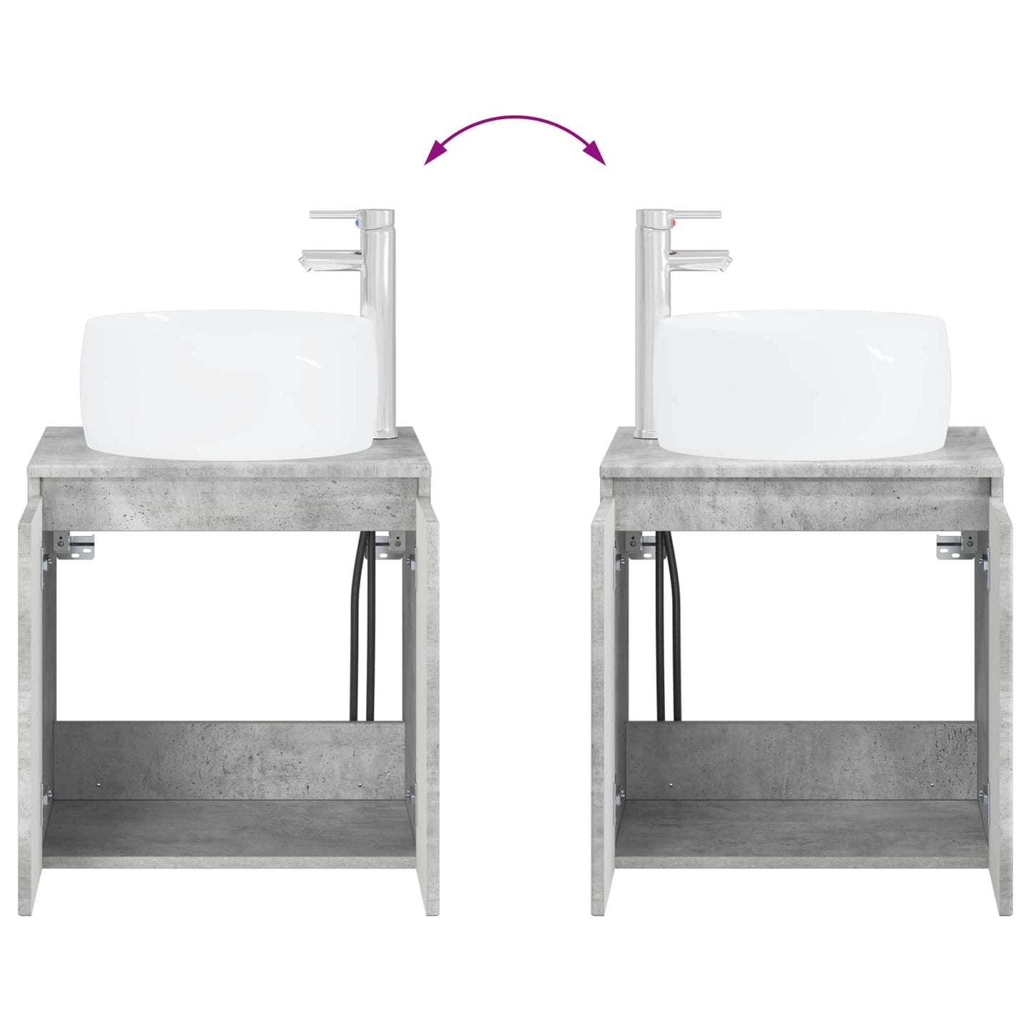 Badkamerkastenset 3 st Betongrijs 49,5 x 44,5 x 66 cm