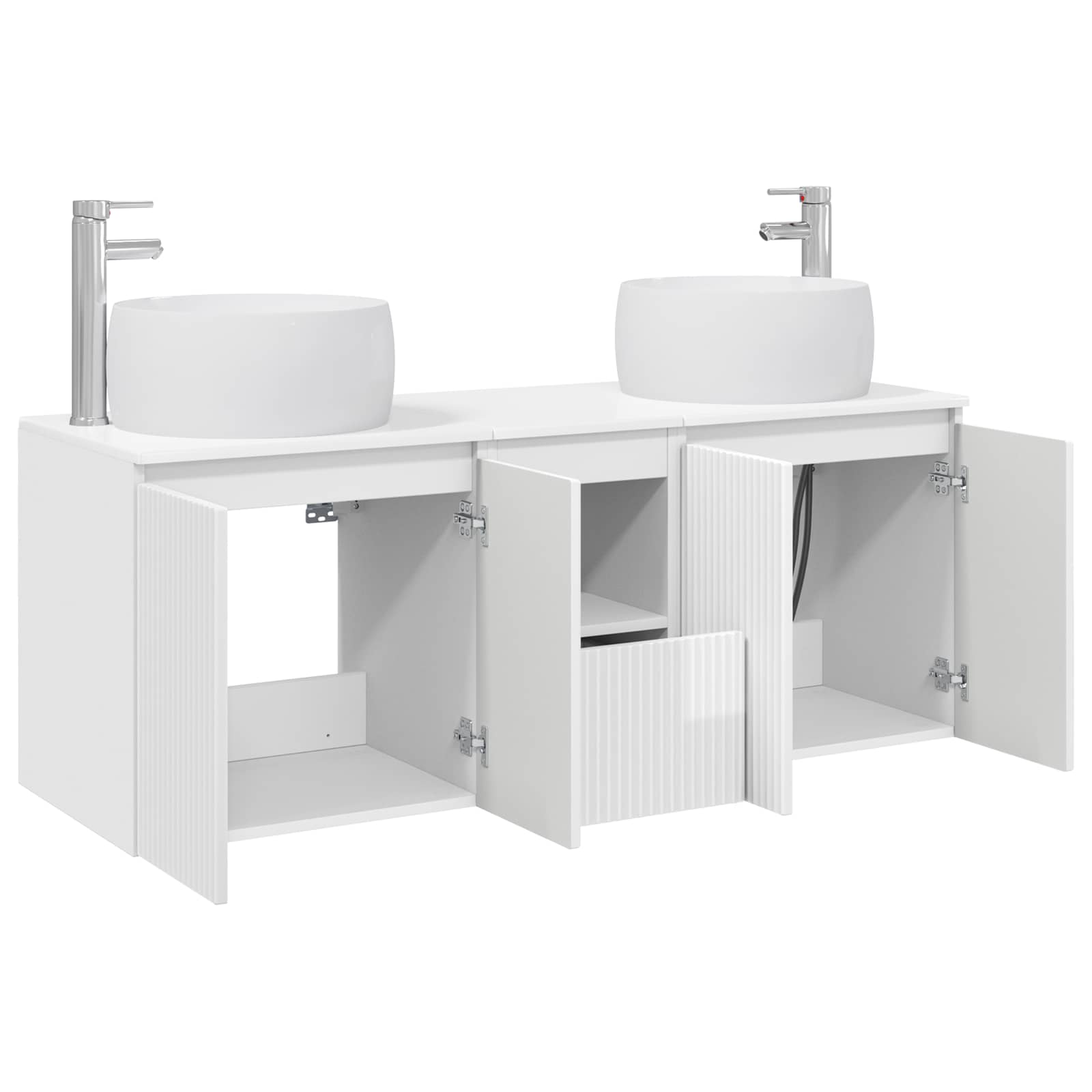 Badkamerkastenset 3 st Hoogglans Wit 49,5 x 44,5 x 66 cm