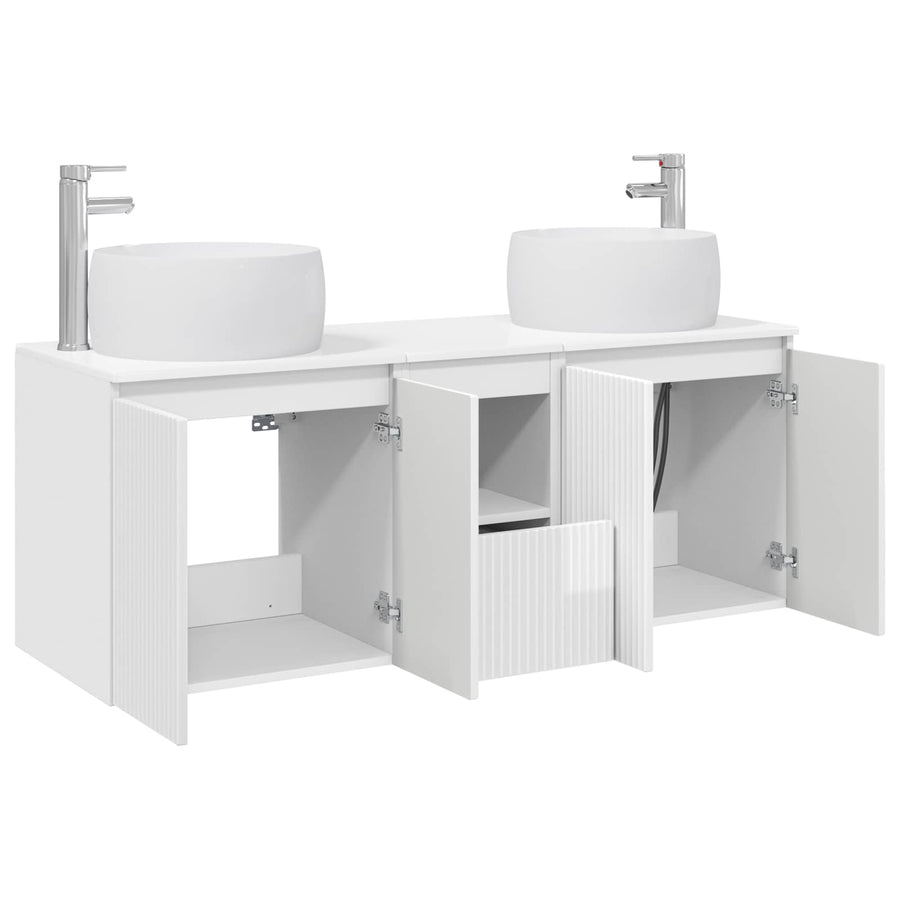 Badkamerkastenset 3 st Hoogglans Wit 49,5 x 44,5 x 66 cm