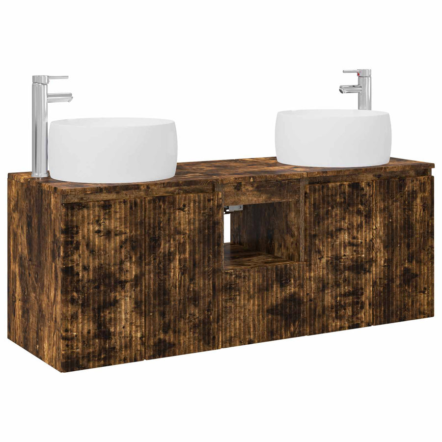 Badkamerkastenset 3 st Gerookt eiken 49,5 x 44,5 x 66 cm