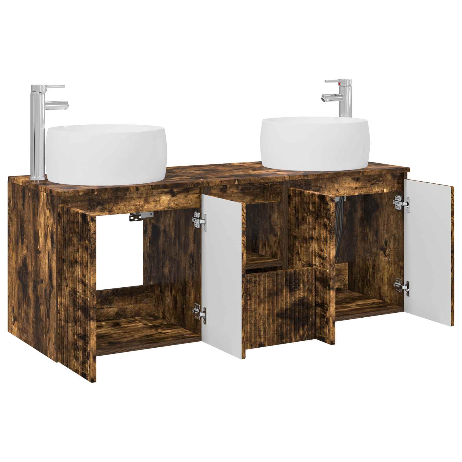 Badkamerkastenset 3 st Gerookt eiken 49,5 x 44,5 x 66 cm