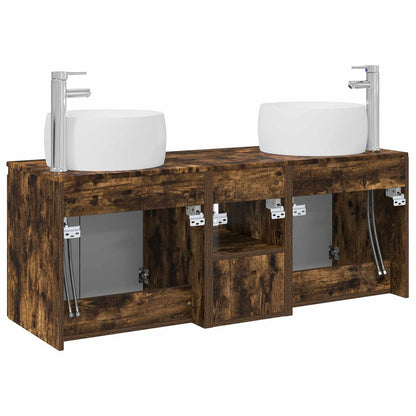 Badkamerkastenset 3 st Gerookt eiken 49,5 x 44,5 x 66 cm