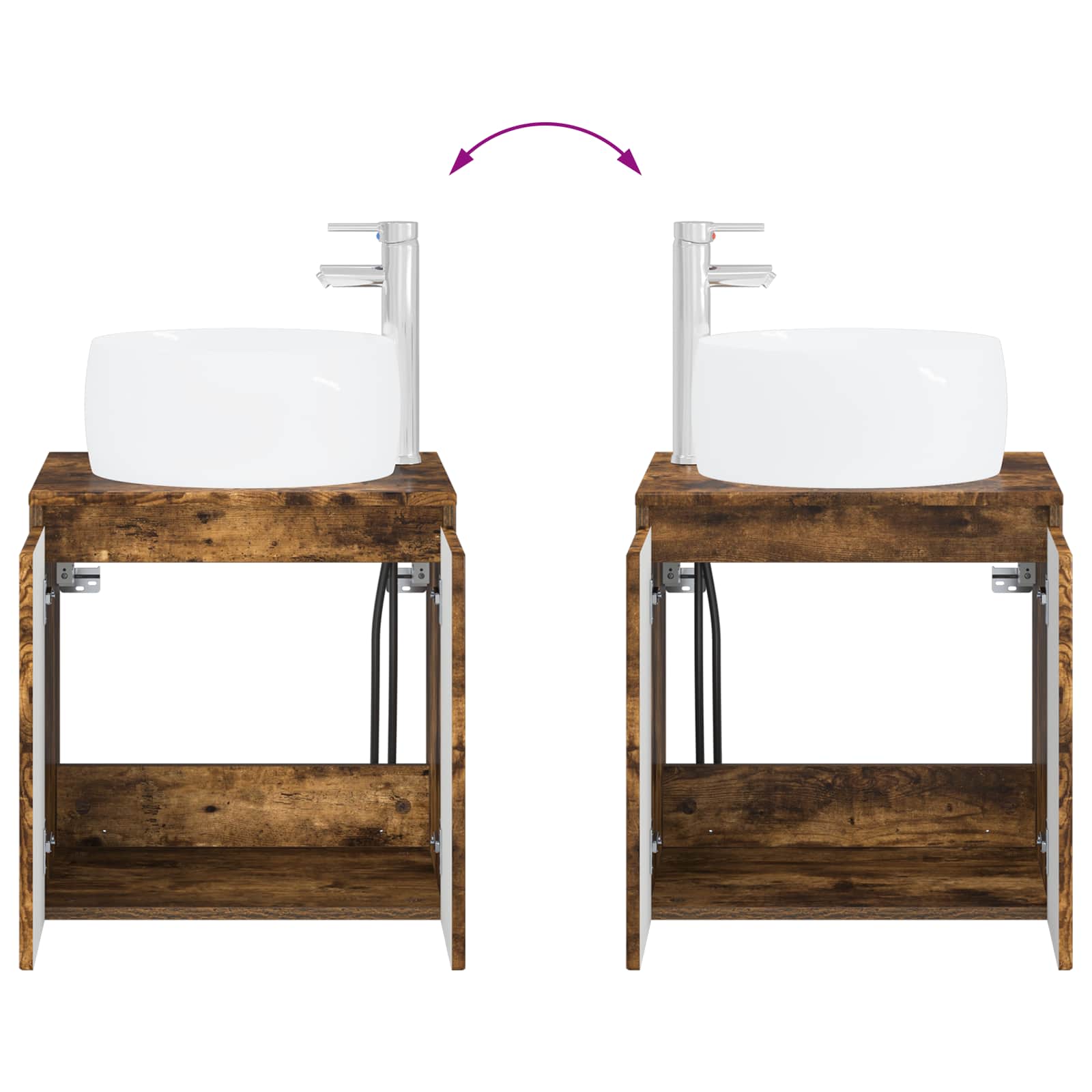 Badkamerkastenset 3 st Gerookt eiken 49,5 x 44,5 x 66 cm
