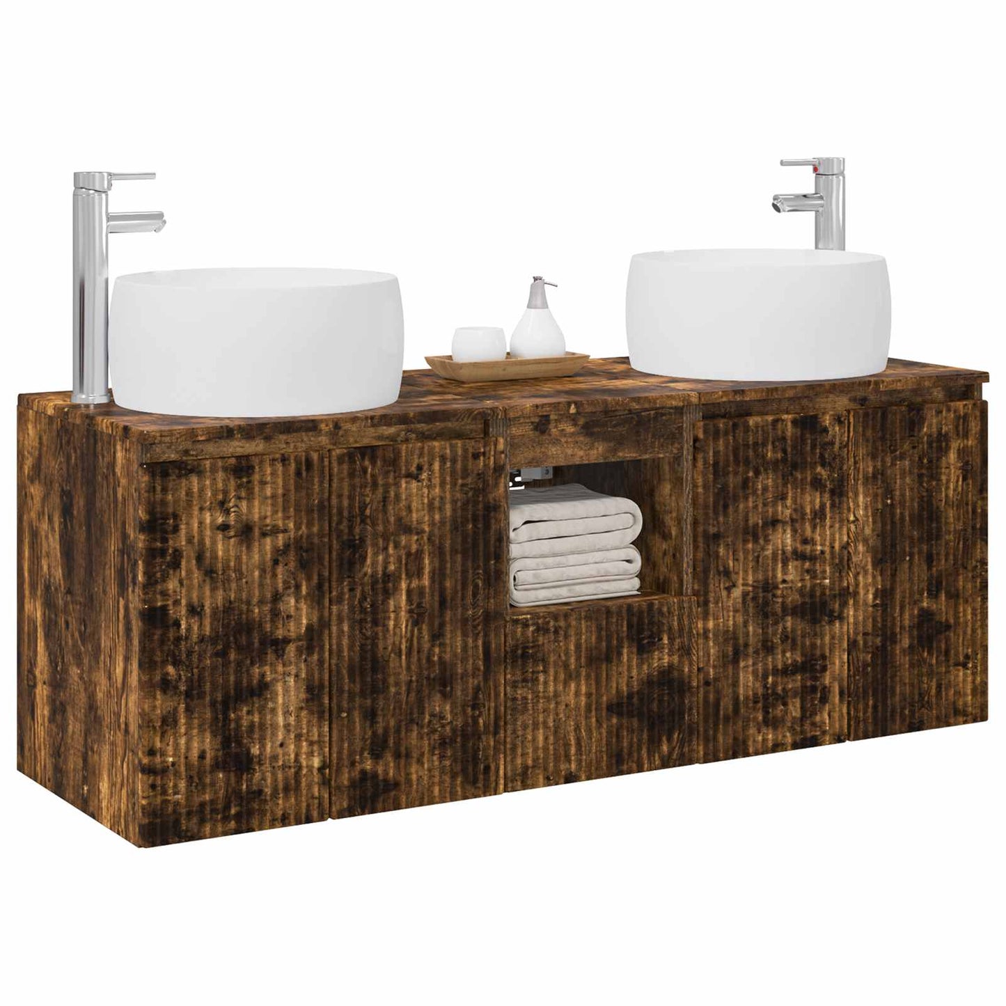 Badkamerkastenset 3 st Gerookt eiken 49,5 x 44,5 x 66 cm