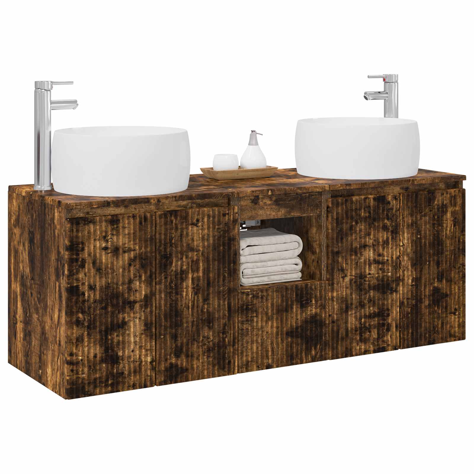 Badkamerkastenset 3 st Gerookt eiken 49,5 x 44,5 x 66 cm