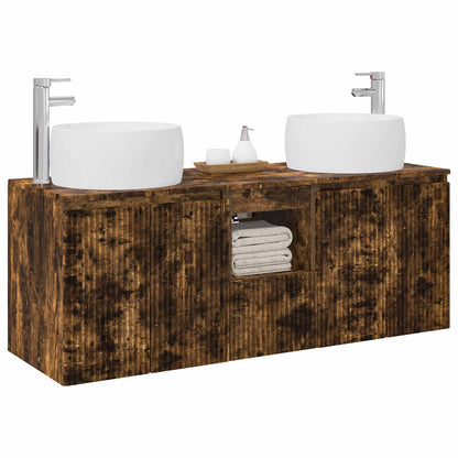 Badkamerkastenset 3 st Gerookt eiken 49,5 x 44,5 x 66 cm