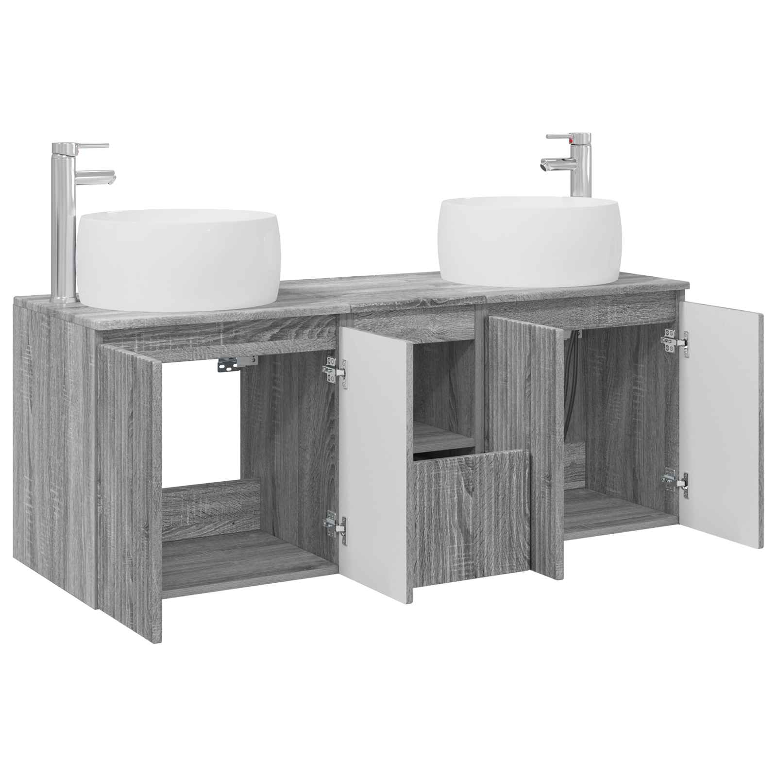 Badkamerkastenset 3 st Grijs Sonoma 49,5 x 44,5 x 66 cm