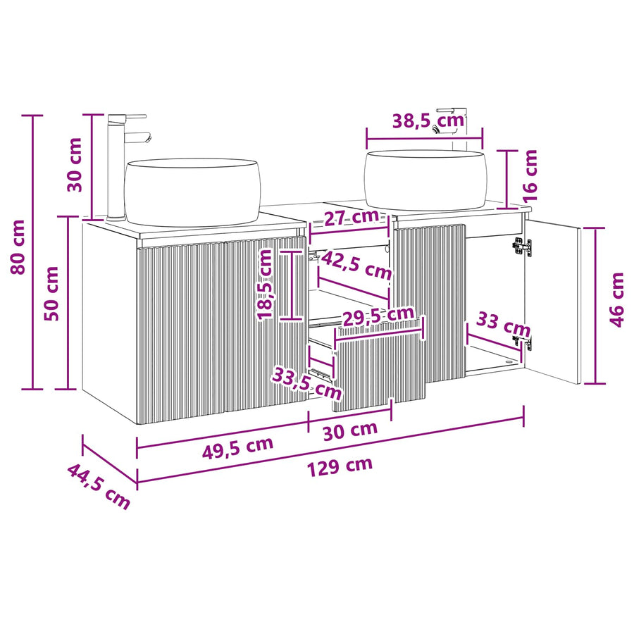 Badkamerkastenset 3 st Grijs Sonoma 49,5 x 44,5 x 66 cm