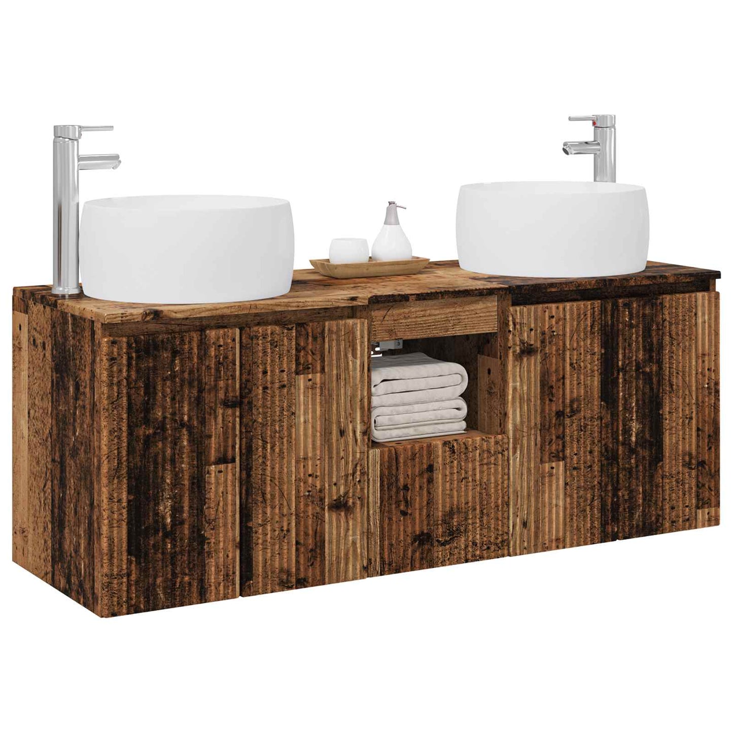 Badkamerkastenset 3 st Oud hout 49,5 x 44,5 x 66 cm