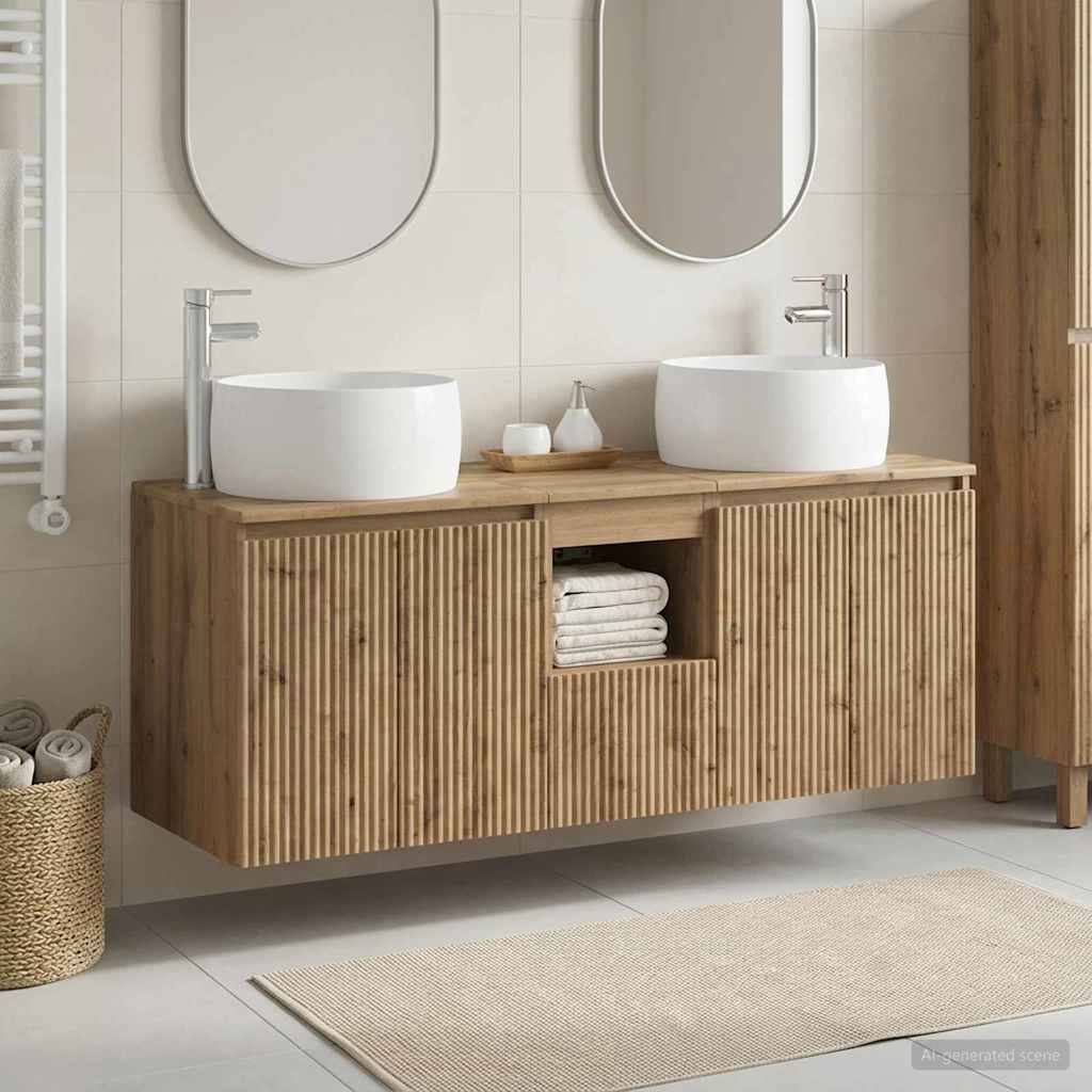 Badkamerkastenset 3 st Artisanaal eiken 49,5 x 44,5 x 66 cm