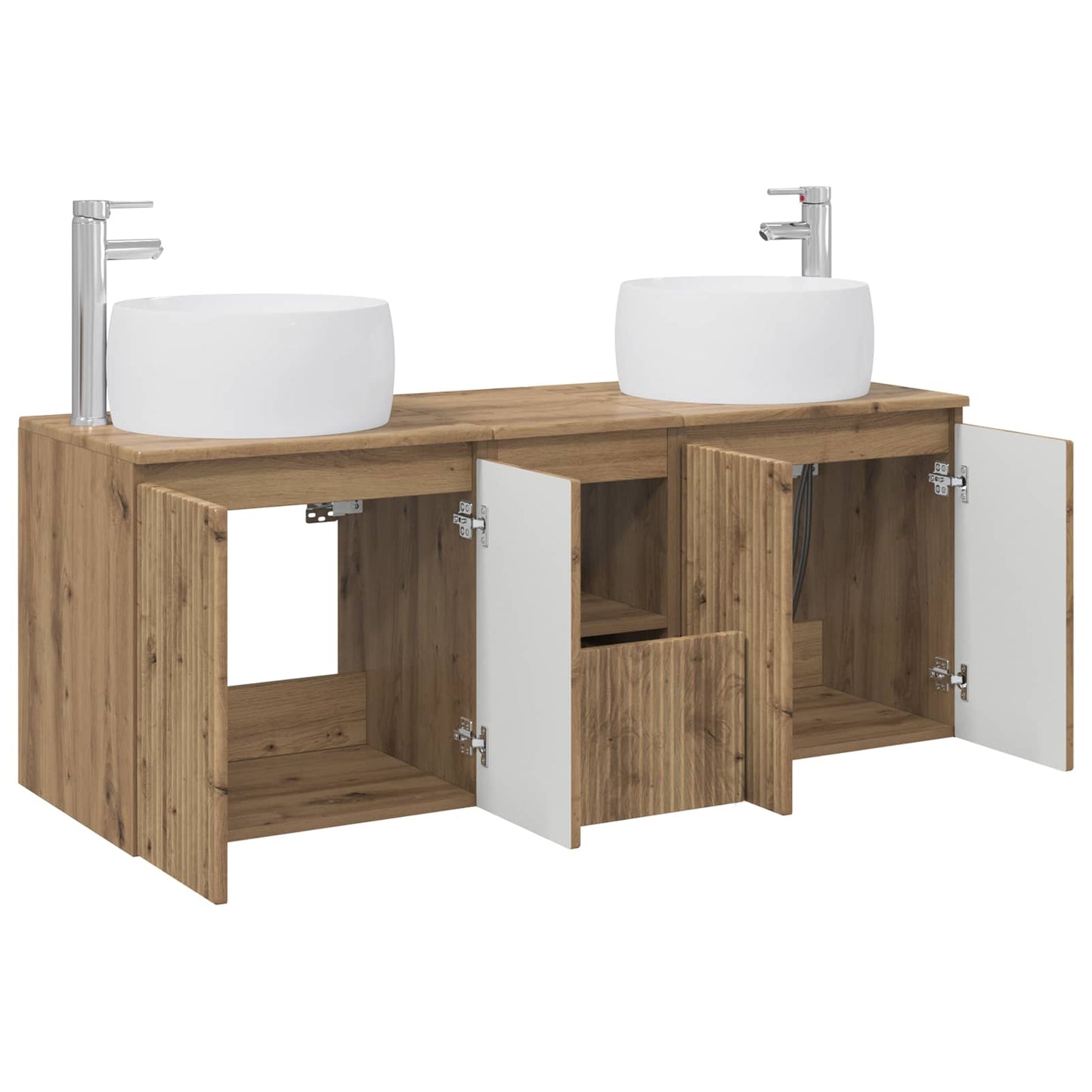 Badkamerkastenset 3 st Artisanaal eiken 49,5 x 44,5 x 66 cm