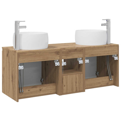 Badkamerkastenset 3 st Artisanaal eiken 49,5 x 44,5 x 66 cm