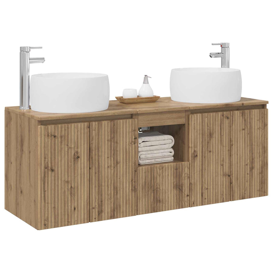 Badkamerkastenset 3 st Artisanaal eiken 49,5 x 44,5 x 66 cm