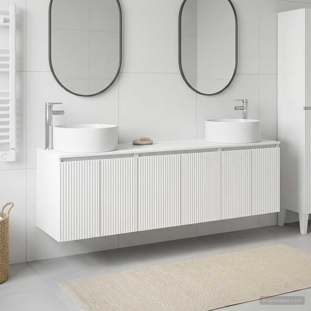 Badkamerkastenset 3 st Wit 49,5 x 44,5 x 65,5 cm Bewerkt hout
