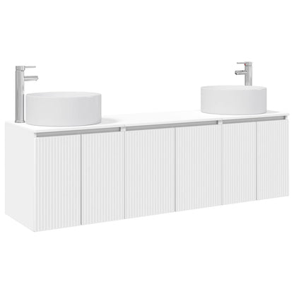 Badkamerkastenset 3 st Wit 49,5 x 44,5 x 65,5 cm Bewerkt hout