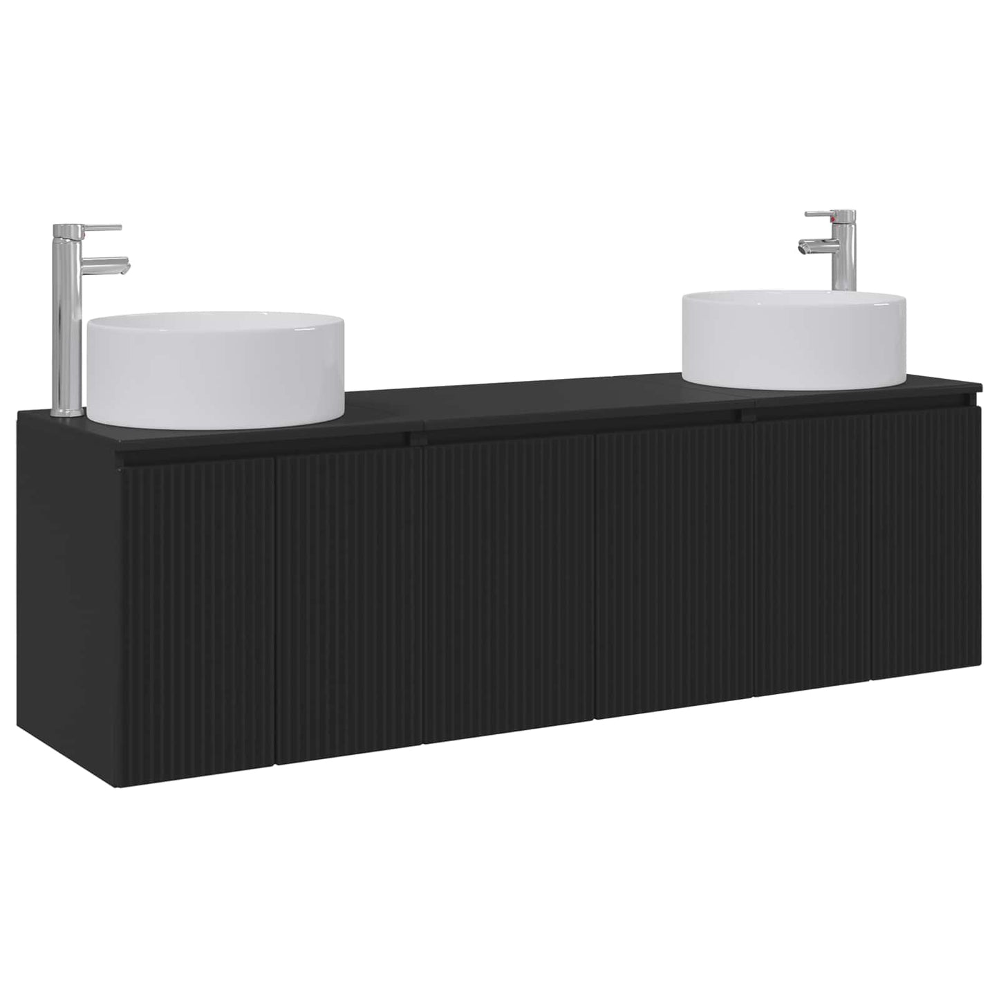 Badkamerkastenset 3 st Zwart 49,5 x 44,5 x 65,5 cm Bewerkt hout