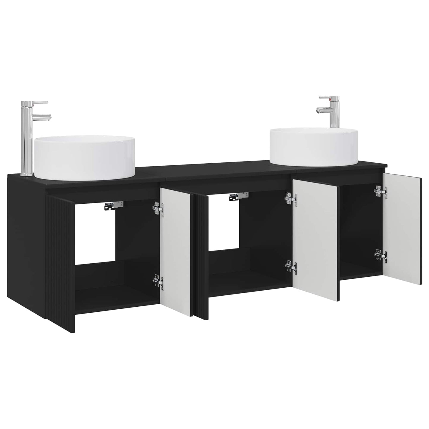 Badkamerkastenset 3 st Zwart 49,5 x 44,5 x 65,5 cm Bewerkt hout
