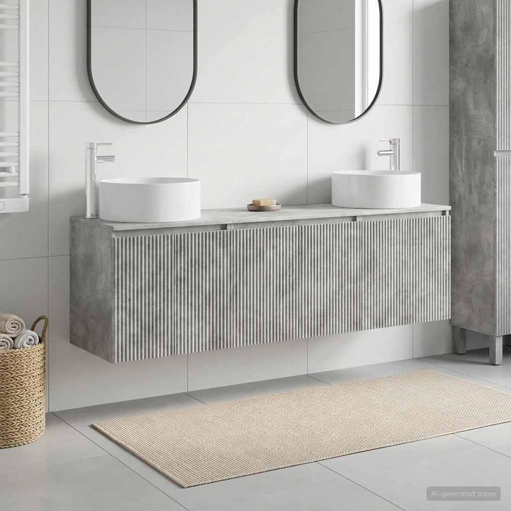 Badkamerkastenset 3 st Betongrijs 49,5 x 44,5 x 65,5 cm