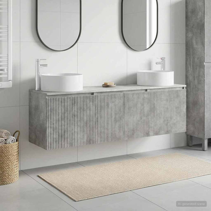 Badkamerkastenset 3 st Betongrijs 49,5 x 44,5 x 65,5 cm