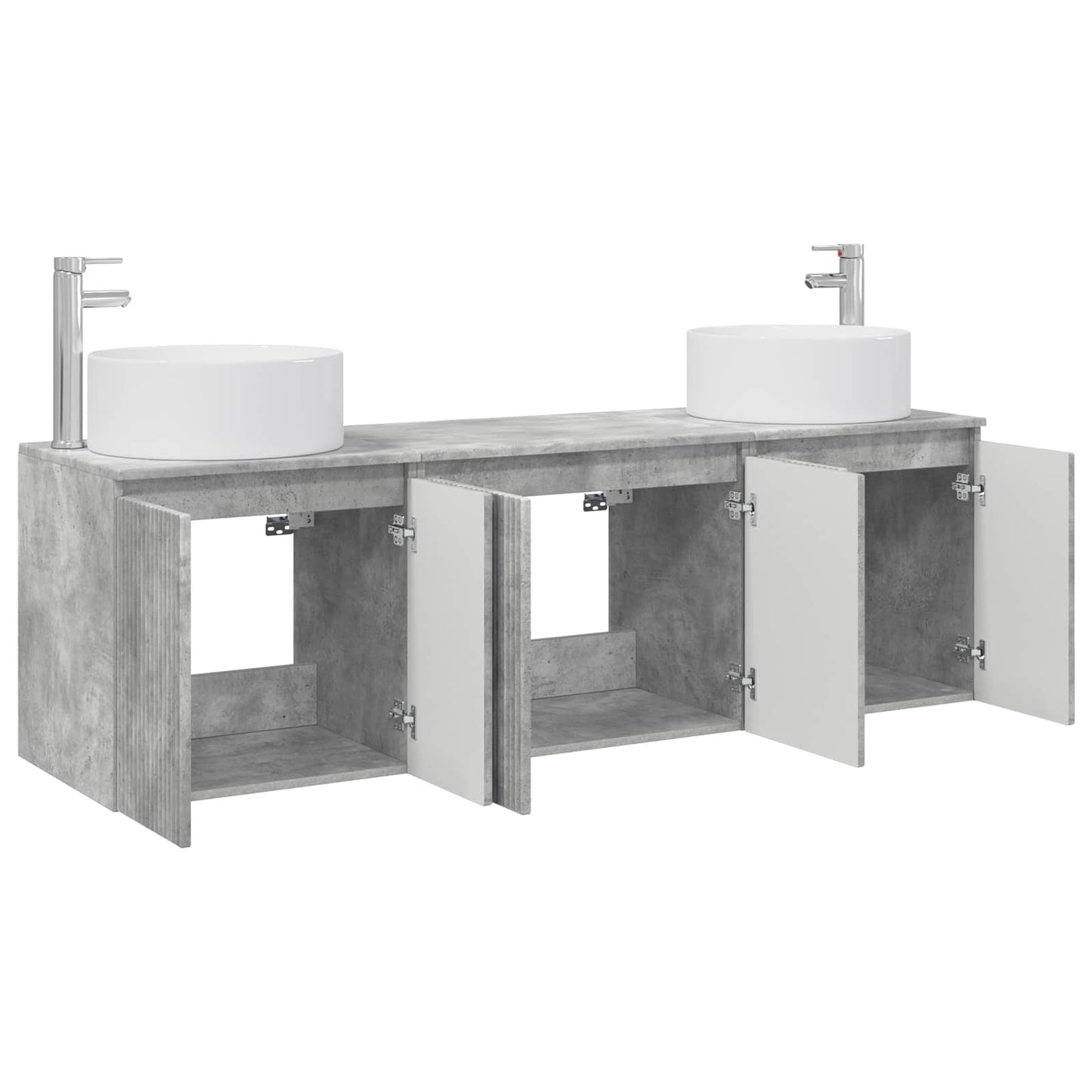Badkamerkastenset 3 st Betongrijs 49,5 x 44,5 x 65,5 cm