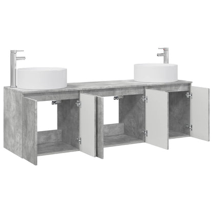 Badkamerkastenset 3 st Betongrijs 49,5 x 44,5 x 65,5 cm