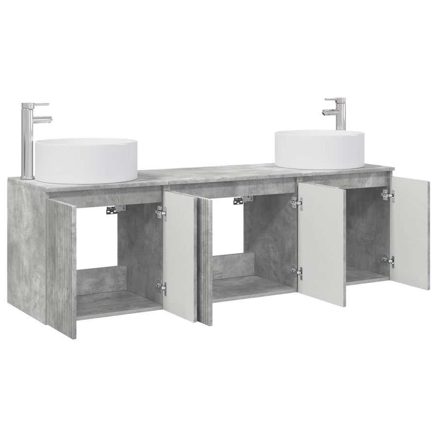Badkamerkastenset 3 st Betongrijs 49,5 x 44,5 x 65,5 cm