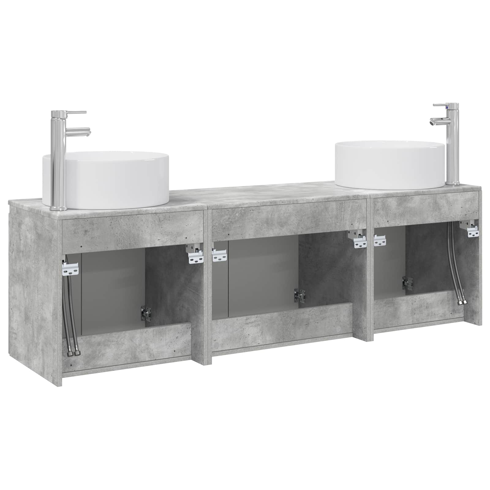 Badkamerkastenset 3 st Betongrijs 49,5 x 44,5 x 65,5 cm