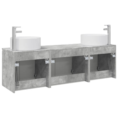 Badkamerkastenset 3 st Betongrijs 49,5 x 44,5 x 65,5 cm
