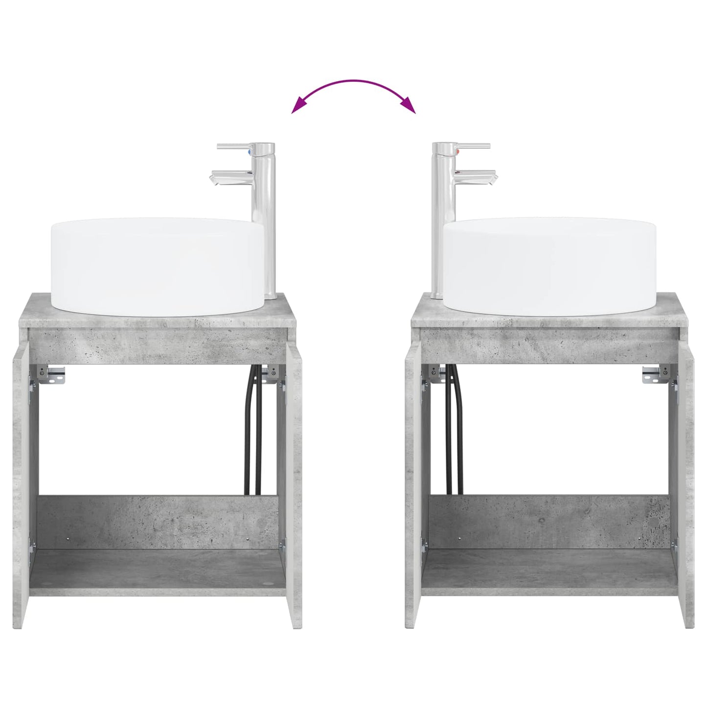 Badkamerkastenset 3 st Betongrijs 49,5 x 44,5 x 65,5 cm