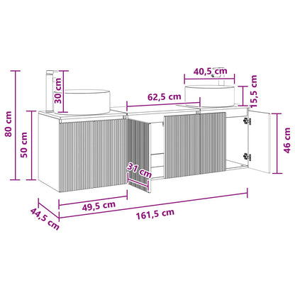 Badkamerkastenset 3 st Betongrijs 49,5 x 44,5 x 65,5 cm
