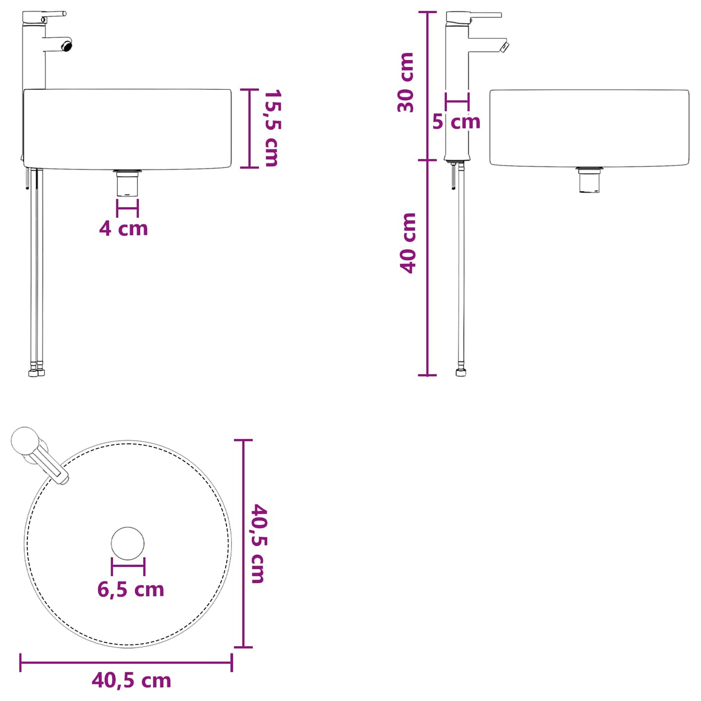 Badkamerkastenset 3 st Hoogglans Wit 49,5 x 44,5 x 65,5 cm