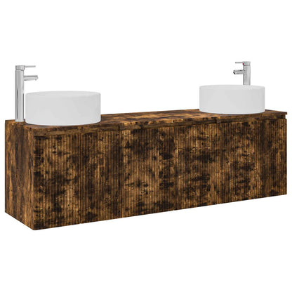 Badkamerkastenset 3 st Gerookt eiken 49,5 x 44,5 x 65,5 cm