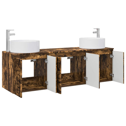 Badkamerkastenset 3 st Gerookt eiken 49,5 x 44,5 x 65,5 cm
