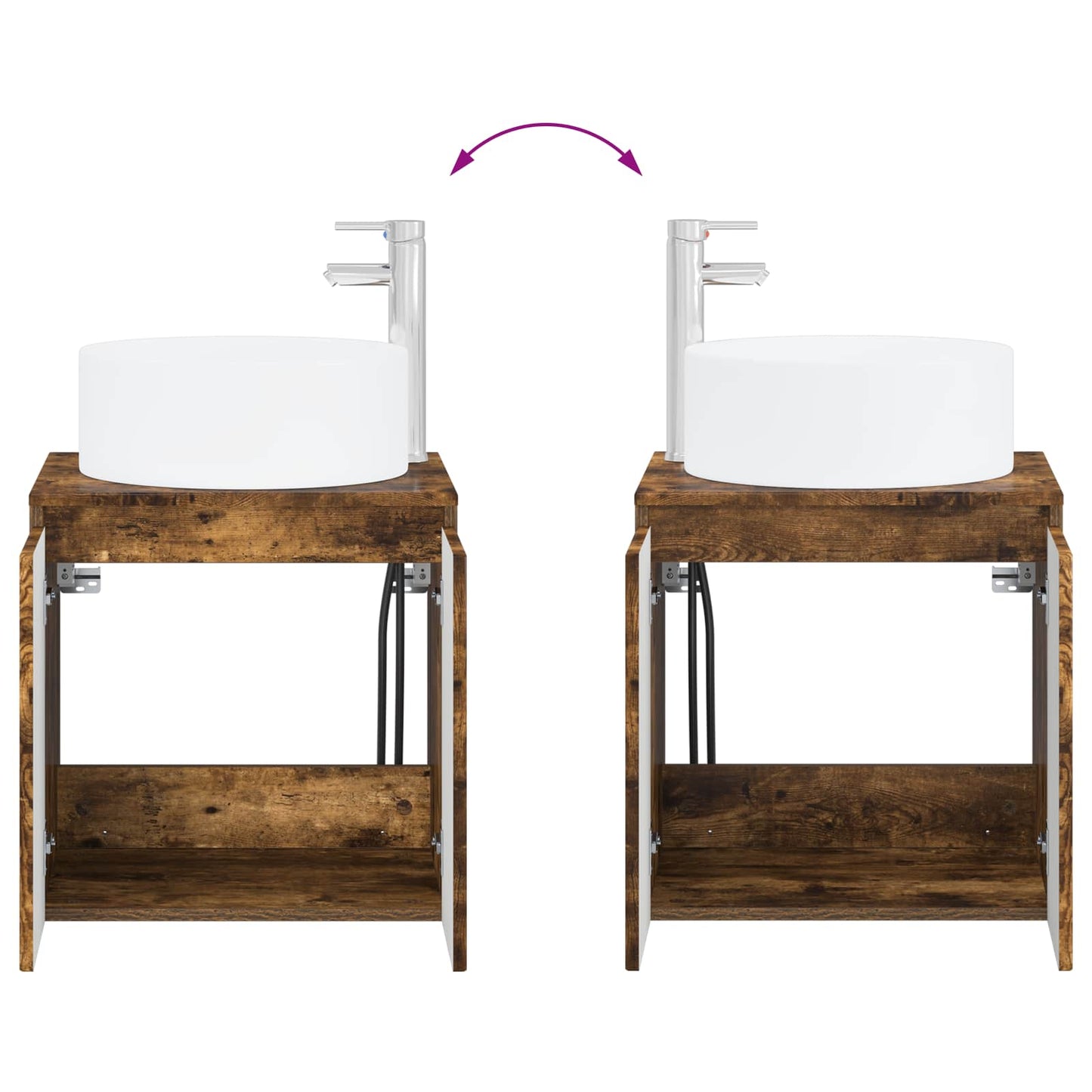 Badkamerkastenset 3 st Gerookt eiken 49,5 x 44,5 x 65,5 cm