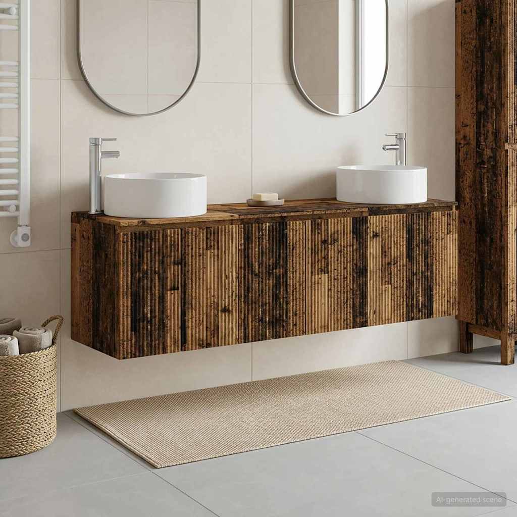Badkamerkastenset 3 st Oud hout 49,5 x 44,5 x 65,5 cm