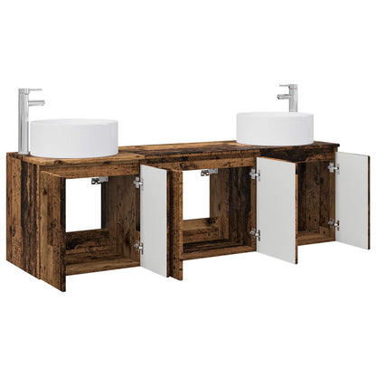 Badkamerkastenset 3 st Oud hout 49,5 x 44,5 x 65,5 cm