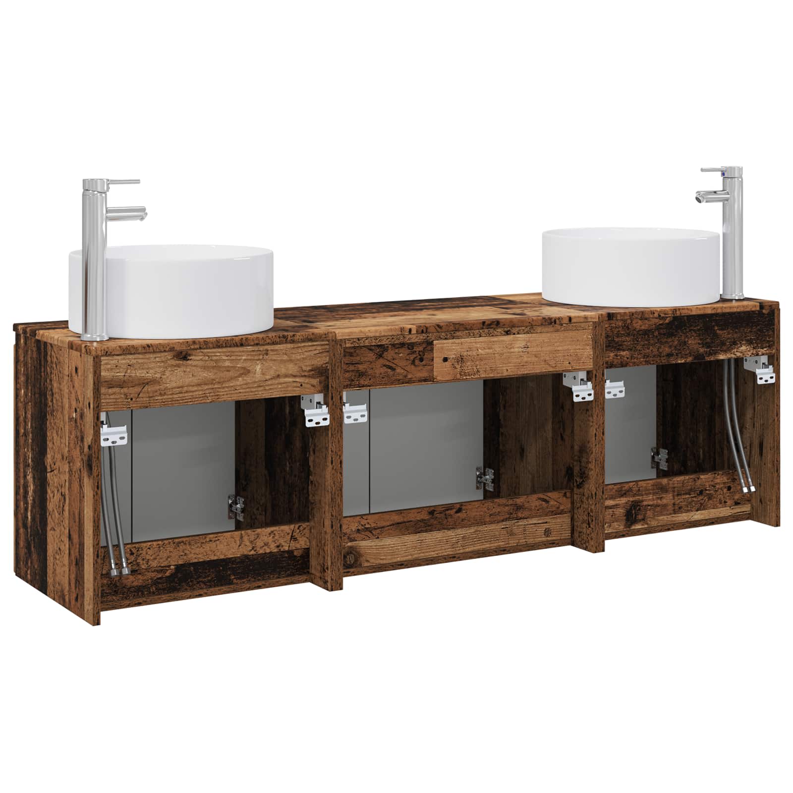 Badkamerkastenset 3 st Oud hout 49,5 x 44,5 x 65,5 cm