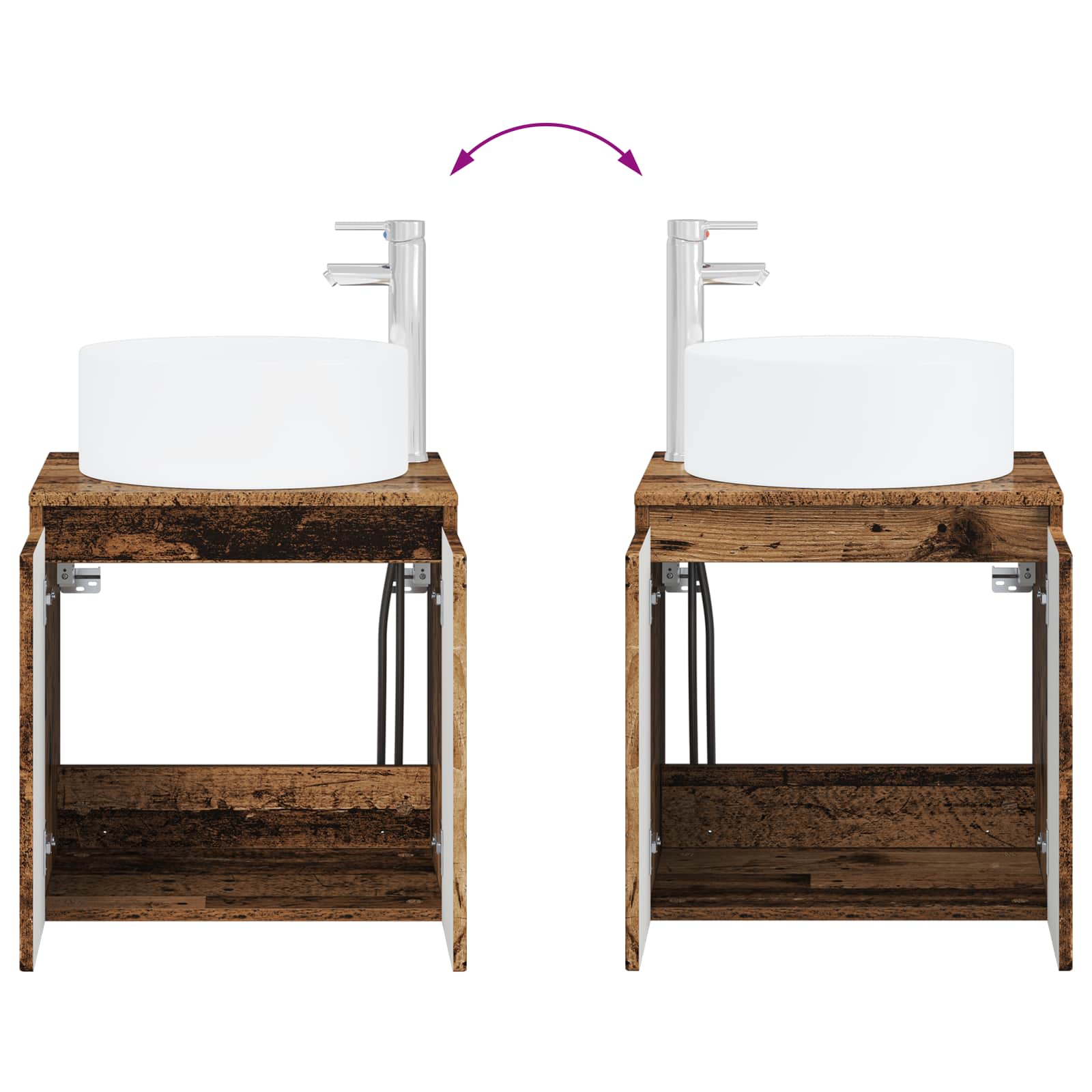 Badkamerkastenset 3 st Oud hout 49,5 x 44,5 x 65,5 cm