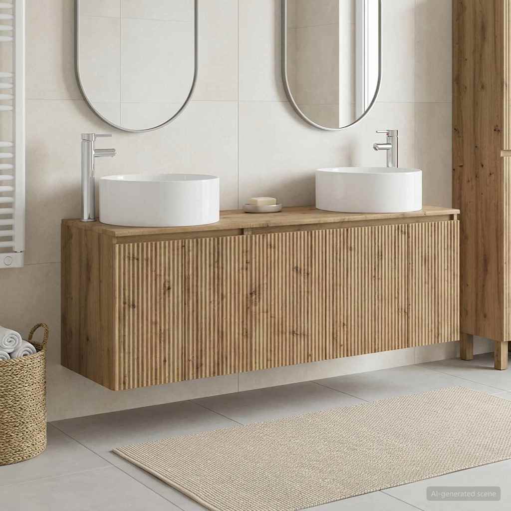Badkamerkastenset 3 st Artisanaal eiken 49,5 x 44,5 x 65,5 cm