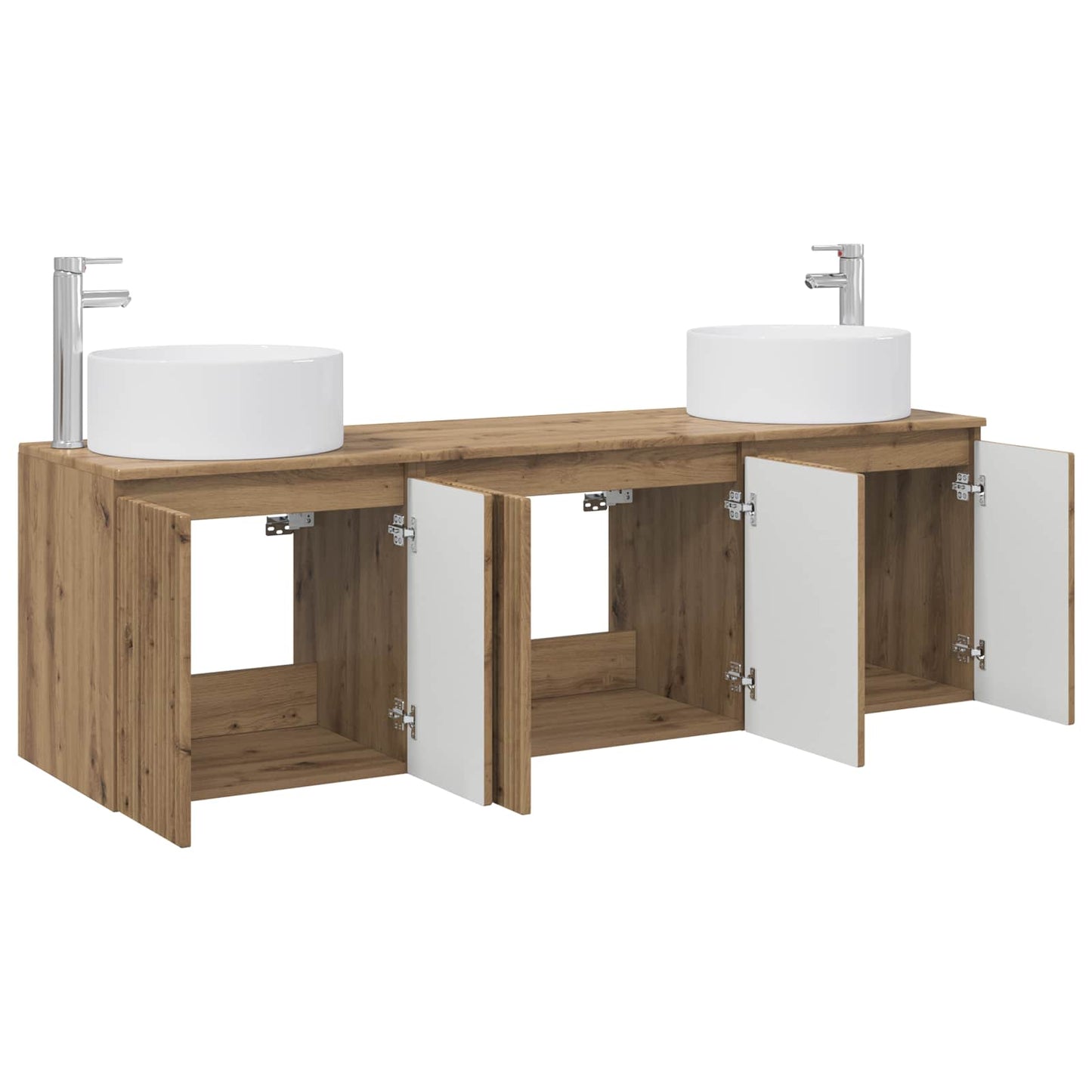 Badkamerkastenset 3 st Artisanaal eiken 49,5 x 44,5 x 65,5 cm