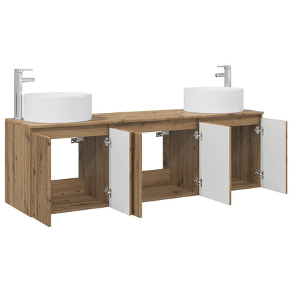 Badkamerkastenset 3 st Artisanaal eiken 49,5 x 44,5 x 65,5 cm