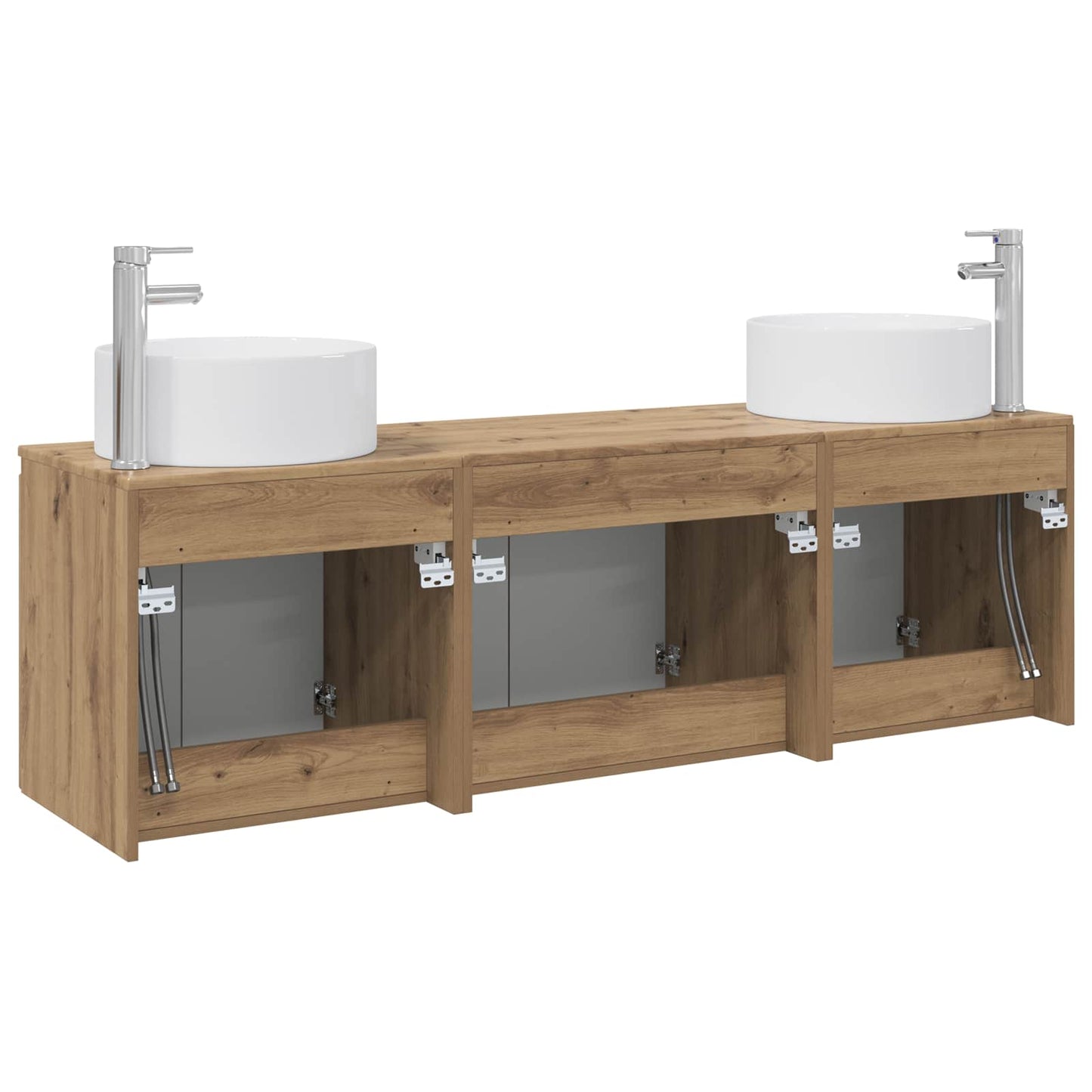 Badkamerkastenset 3 st Artisanaal eiken 49,5 x 44,5 x 65,5 cm