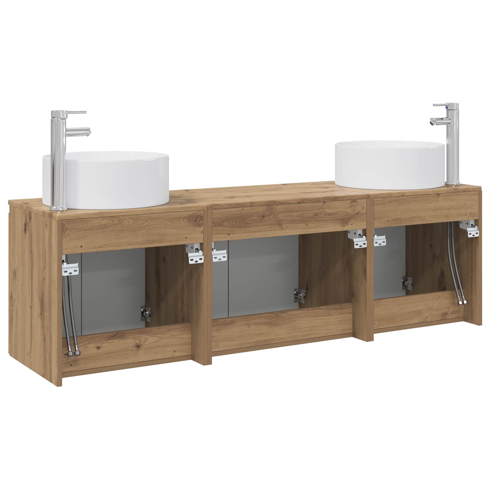 Badkamerkastenset 3 st Artisanaal eiken 49,5 x 44,5 x 65,5 cm