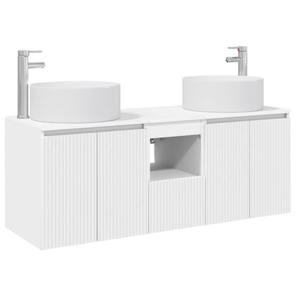 Badkamerkastenset 3 st Wit 49,5 x 44,5 x 65,5 cm Bewerkt hout