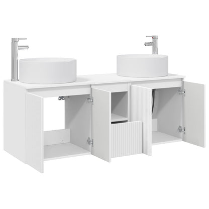 Badkamerkastenset 3 st Wit 49,5 x 44,5 x 65,5 cm Bewerkt hout