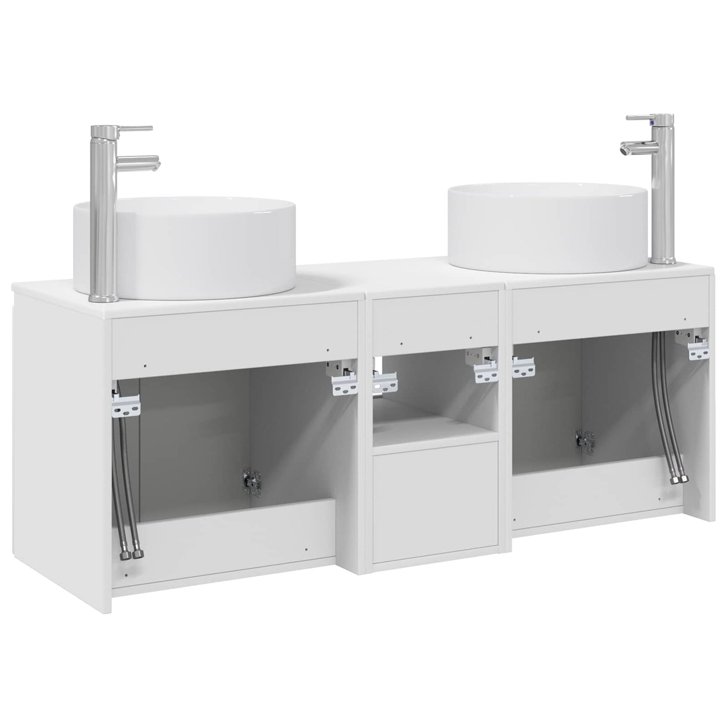Badkamerkastenset 3 st Wit 49,5 x 44,5 x 65,5 cm Bewerkt hout