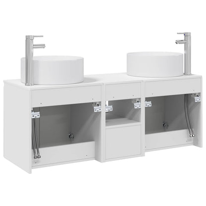 Badkamerkastenset 3 st Wit 49,5 x 44,5 x 65,5 cm Bewerkt hout